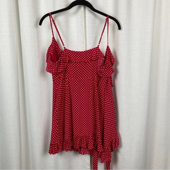 Revolve Privacy Please Giana Red Polka Dot Wrap Mini Dress Sz.M - Picture 12 of 15